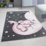 Kids Kinderkamer Olifant Roze vloerkleed - - 80 X 150 CM