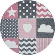 Kids Kinderkamer Hart En Ster Roze vloerkleed - Rond - 160 CM ROND