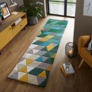 Loper - Prism Modern Laagpolig - 100% Wol - Driehoek - Groen / Multi 6...