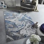 Modern vloerkleed - Marbled Grijs/Navy - 200 X 290 CM