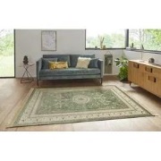 Klassiek vloerkleed - Laagpolig - Antik Flowers - Franjes - Groen - 16...