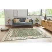 Klassiek Vintage vloerkleed - Laagpolig - Naveh - Franjes - Groen - 95...