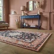 Laagpolig vloerkleed Blossom - Klassiek - Roze / Zwart - 160 x 230 cm