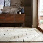 Laagpolig vloerkleed Dottie - Linear - Wol - Zwart / Wit - 160 x 230 c...