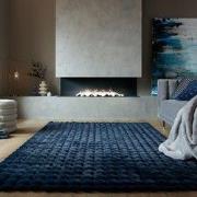Hoogpolig Vloerkleed - Waffle - Navy Blauw - 160 x 230 cm