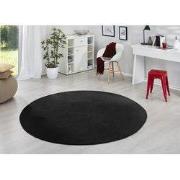 Rond Uni Laagpolig Effen Vloerkleed - Fancy - Zwart - 200cm rond Ø