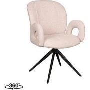 LABEL51 Eetkamerstoel Neo - Naturel - Boucle - Zwart Metalen Frame