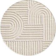 Rond Laagpolig vloerkleed Arte - Japandi Stijl - Creme - 160 cm ? rond
