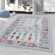 Kindervloerkleed - ABC, Cijfers en Dieren- Grijs - 160x230 cm