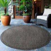 Rond Binnen & Buiten vloerkleed - Riza - Kader Motief - Zwart - 200 cm...