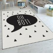 Kindervloerkleed - Aleris - Oh Boy - Zwart / Wit - 120x160 cm