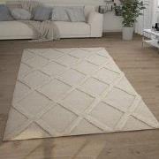 Laagpolig Vloerkleed - Gen Geruit - Creme - 80x150 cm