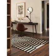 Laagpolig Wollen Vloerkleed Donna - Zwart / Naturel / Wit - 80x200 cm