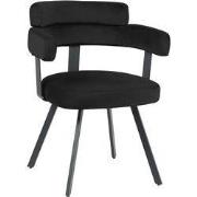 LABEL51 Eetkamerstoel Bardio - Zwart - Fluweel - Zwart Metalen Frame