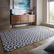Laagpolig Lennox Geometrisch Vloerkleed - Blauw - 120x170 cm