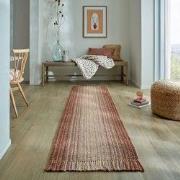 Loper Jute Vloerkleed - Ombre - Rood - 60x230 cm