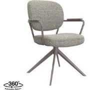 LABEL51 Eetkamerstoel Basel - Truffel grijs - Boucle - Bronze Frame