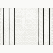 Vloerkleed rechthoekig crème met ingedrukte geometrische motieven en z...