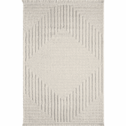 Vloerkleed rechthoekig met ingedrukte crèmemotieven - FASELIS