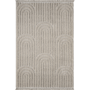 Vloerkleed rechthoekig beige met ingedrukte abstracte motieven - JANEI...