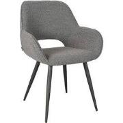 LABEL51 Eetkamerstoel Fer - Grijs - Boucle - Zwart Metalen Frame