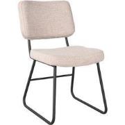 LABEL51 Eetkamerstoel Noah - Naturel - Boucle - Zwart Metalen Frame