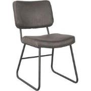 LABEL51 Eetkamerstoel Noah - Antraciet - - Zwart Metalen Frame