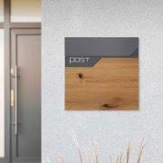 Brievenbus met krantenvak 37x37x11 cm antraciet/houtdecor roestvrij st...