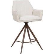 Barstoel Beige/Walnoot - Zithoogte 66cm - Noa - Set van 2