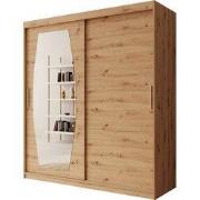 Meubella - Kledingkast Azai - Eiken - 180 cm - Met spiegel