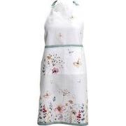 Clayre & Eef Keukenschort 70x85 cm Wit Groen Katoen Bloemen