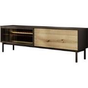 Meubella - TV-Meubel Ludwig - Zwart - Eiken - 180 cm