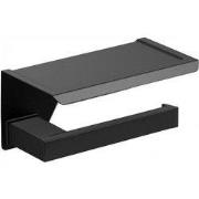 Toiletrolhouder Cube zwart met planchet voor smartphone