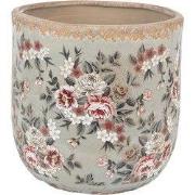 Clayre & Eef Bloempot Ø 17x16 cm Grijs Keramiek Bloemen