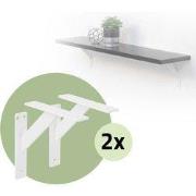 Set van 2 muurbeugels Plankdrager 2x 180 x 180 mm wit gemaakt van alum...