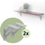 Set van 2 muurbeugels Plankhouder 2x 120 x 120 mm zilver gemaakt van a...