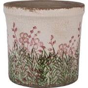 Clayre & Eef Bloempot Ø 15x14 cm Beige Keramiek Bloemen