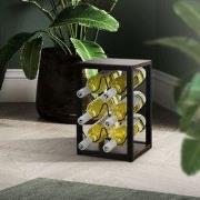 Wijnrek voor 6 flessen 24x21x37,5 cm zwart/houtlook gemaakt van metaal...