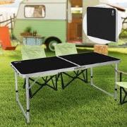 Kampeertafel 120x60x54-70 cm zwart aluminium
