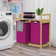 Wasmand Bamboe wasmand met twee compartimenten in magenta 2x30 liter M...