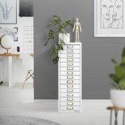 Archiefkast met 15 laden 28x38x87 cm wit metaal ML design