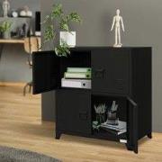 Kantoorkast met twee niveaus magnetische sluiting 75x40x80,5 cm zwart ...