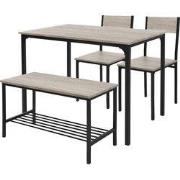 Eetkamerset met bank 4-delig met eettafel en stoelen Sonoma eiken stal...