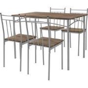 Eetset voor 4 personen 5-delig met eettafel en 4 stoelen bruin hout ML...