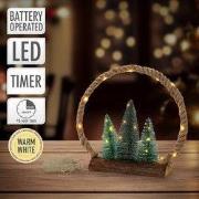 LED jute cirkel 34x30x7,5 cm gemaakt van touw met 30 warmwitte LED's 3...