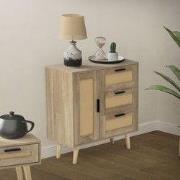 Ladekast Dressoir met soft-close deur & 3 lades 74x76x30 cm eiken-look...