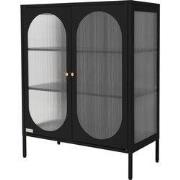 Dubbeldeurs vitrinekast 80x102,5x40 cm Vitrinekast met 2 legplanken zw...