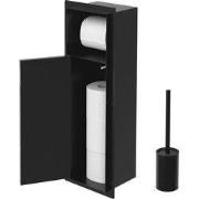 Verborgen kastmodule met toiletborstel, 60x20x10 cm, mat zwart, roestv...