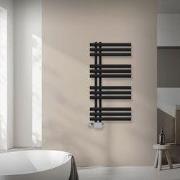 Badkamer radiator middenaansluiting 500x1000 mm zwart mat met universe...