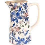 Clayre & Eef Decoratie Kan 16x11x20 cm Beige Blauw Keramiek Bloemen